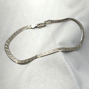 Italy Herringbone Bracelet Womens 7.5 Silver Fair Reversible Diamond Cut 925